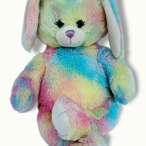 Build A Bear Bunny Rabbit Plush Tie Dye Pastel Rainbow Stuffed Animal Easter BAB - Picture 2 of 11